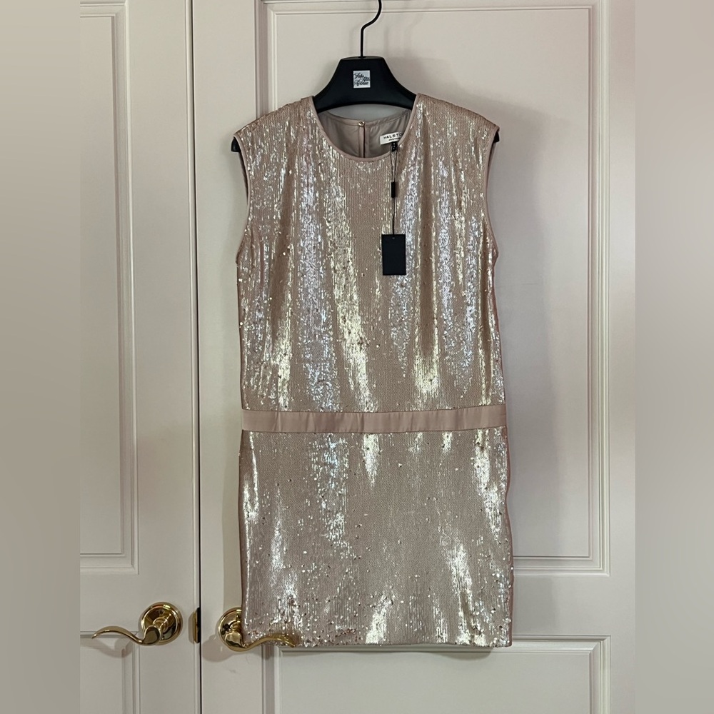 Halston Heritage Champagne colored Sequin Mini Dress